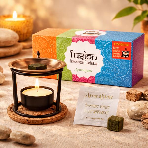 Aromafume Wierookblokjes Set Met Exotic Incense Diffuser En Kurken Onderzetter