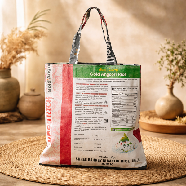 Tas Van Gerecyclede Rijstzakken Met Katoen En Pvc Coating
