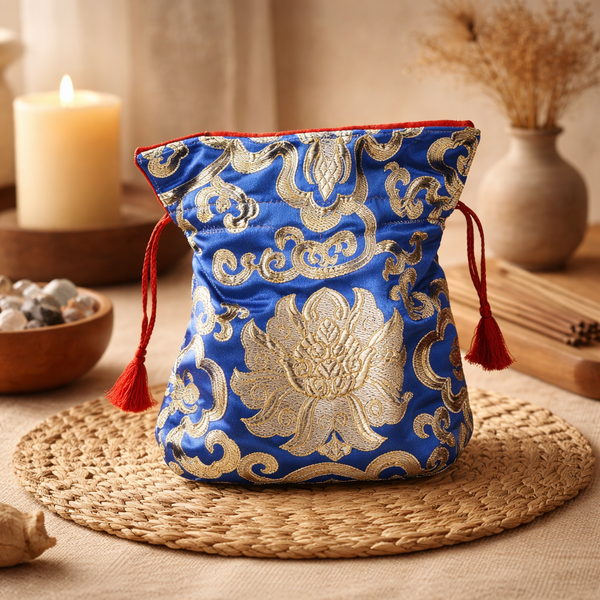 Brokaattasje Lotus Blauw