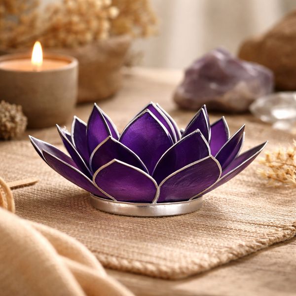 Sfeerlicht Lotus 7e Chakra Violet Zilverrand