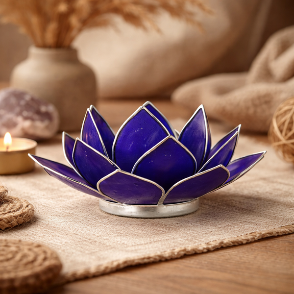 Sfeerlicht Lotus 6e Chakra Indigo Zilverrand