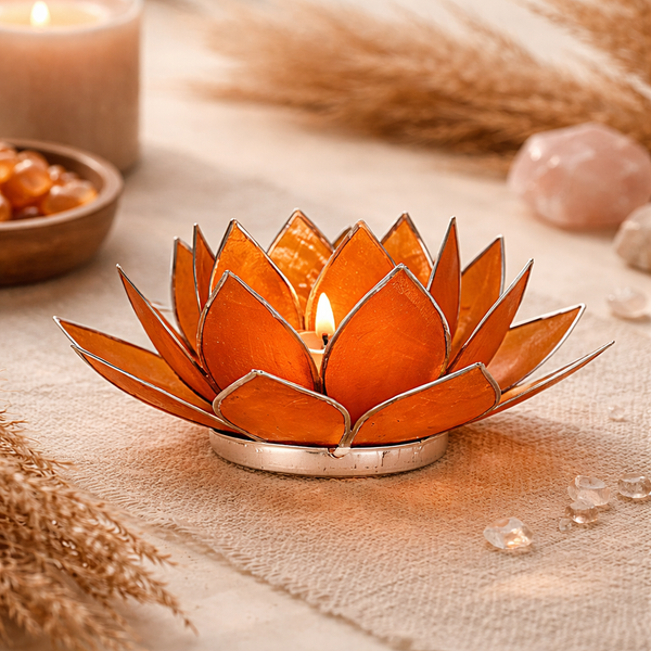 Sfeerlicht Lotus 2e Chakra Oranje Zilverrand