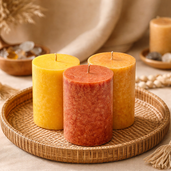 Kaarsen Stearine Sunset Geurloos Set Van Drie Wit