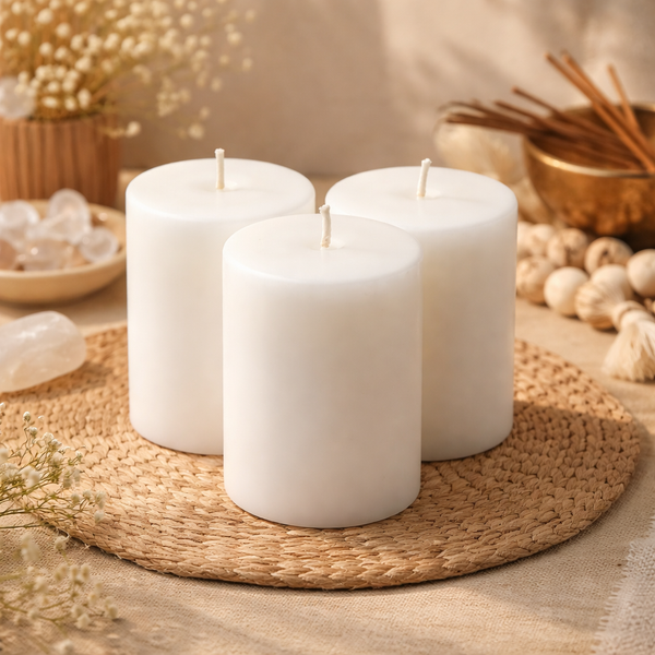Kaarsen Stearine Geurloos Wit Set Van 3 Fair Trade Green Palm