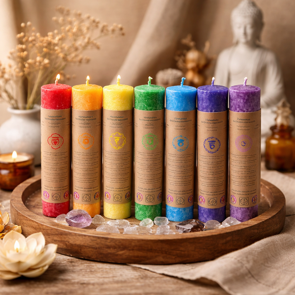 Geurkaarsen Chakra Set Stearine Essentiële Olie 7 x 2