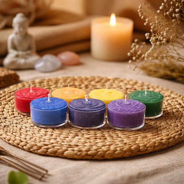 Theelichtjes Chakra Geurend Stearine Fair Trade 7 Stuks Cadeauverpakking
