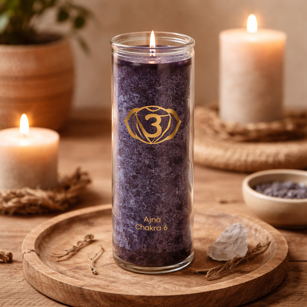 Geurkaars 6e Chakra Stearine Geel Gerecycled Glas 100 uur