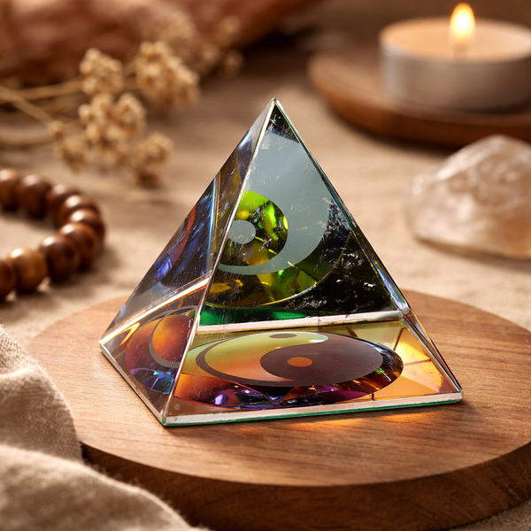 Kristal Piramide Yin Yang 4 cm