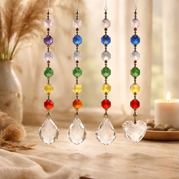 Feng-Shui Chakra Kristallen Set Regenboog 4 Stuks