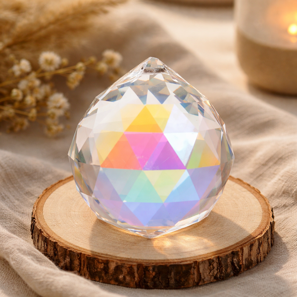 Regenboogkristal Bol Donker Parelmoer 5 cm