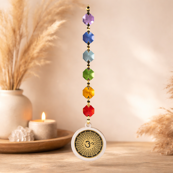 Feng Shui Kruinchakra Decoratie Hanger Glas Chakra Kleuren