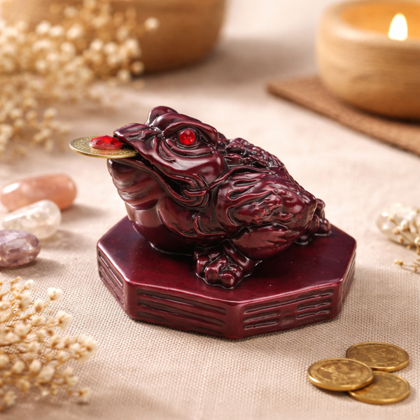 Feng Shui Kikker Met Muntje Rood 6 cm
