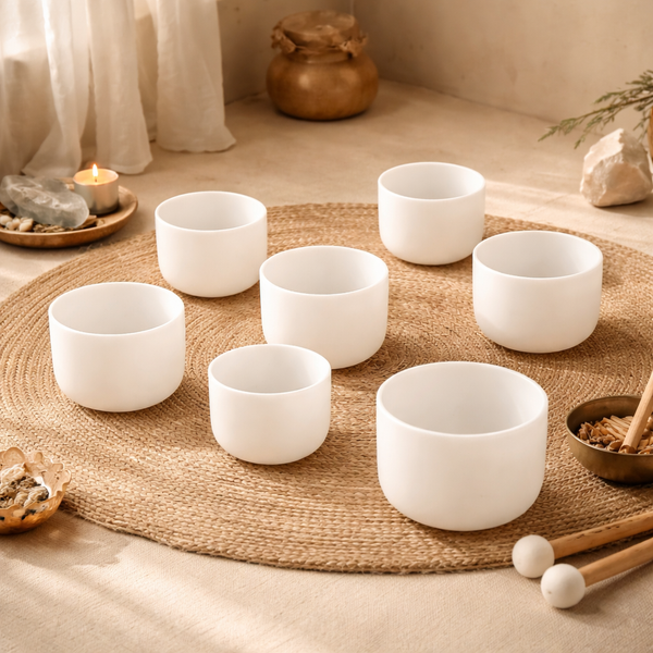 Kristallen Klankschalen Set Chakra Zeven Tonen 7 Schalen