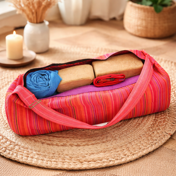 Yogamat Tas Katoen Roze Gestreept