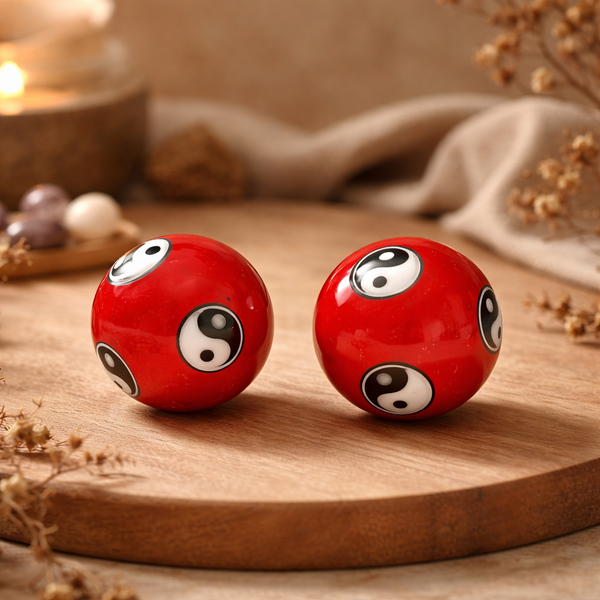 Meridiaankogels Yin Yang Rood 4 cm