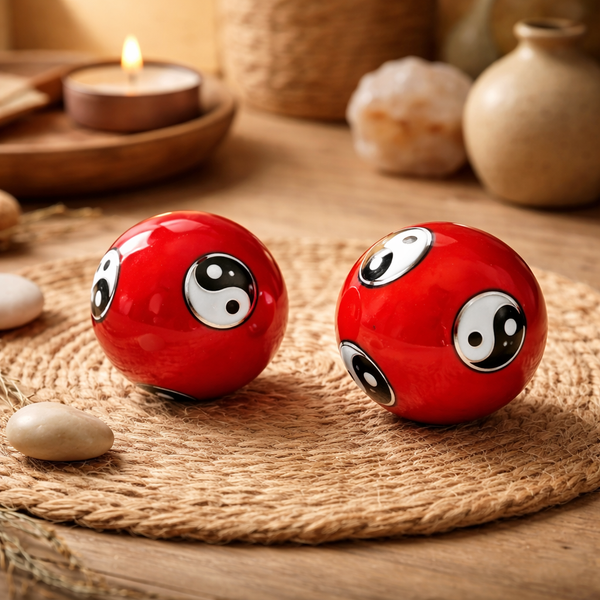 Meridiaankogels Yin Yang Rood 3,5 cm