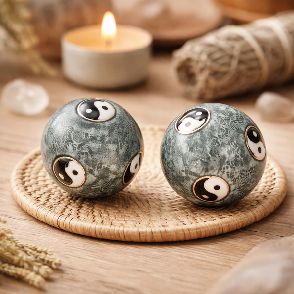 Meridiaankogels Yin Yang Tai Chi Grijs 4 cm