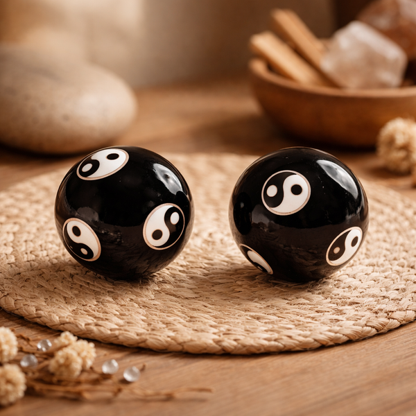 Meridiaankogels Yin Yang Zwart 4 cm Model 2
