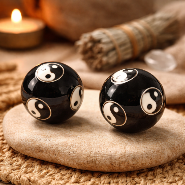 Meridiaankogels Yin Yang Zwart 3,5 cm Model 2