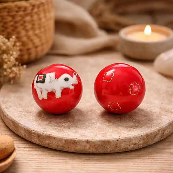 Meridiaankogels Olifanten Rood-Wit