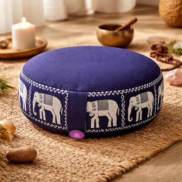 Yogi & Yogini Meditatiekussen Olifant Katoen Blauw rond 33 x 16 cm
