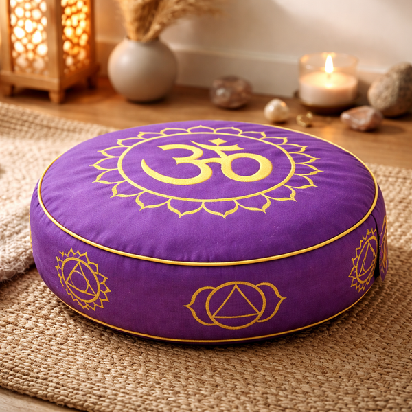Yogi & Yogini Meditatiekussen Rond Chakra Katoen Violet 33 x 17 cm