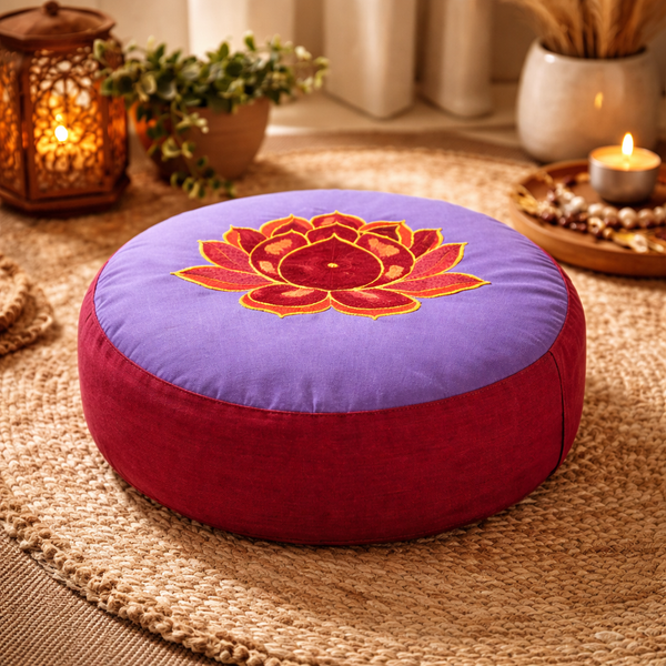 Yogi & Yogini Meditatiekussen Lotus Katoen Violet 33 x 17 cm