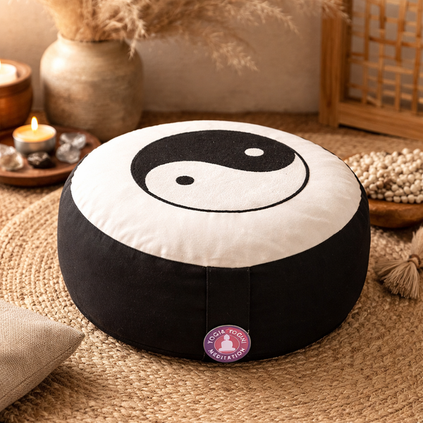 Yogi & Yogini Meditatiekussen Yin Yang Katoen Zwart Wit 33 x 17 cm