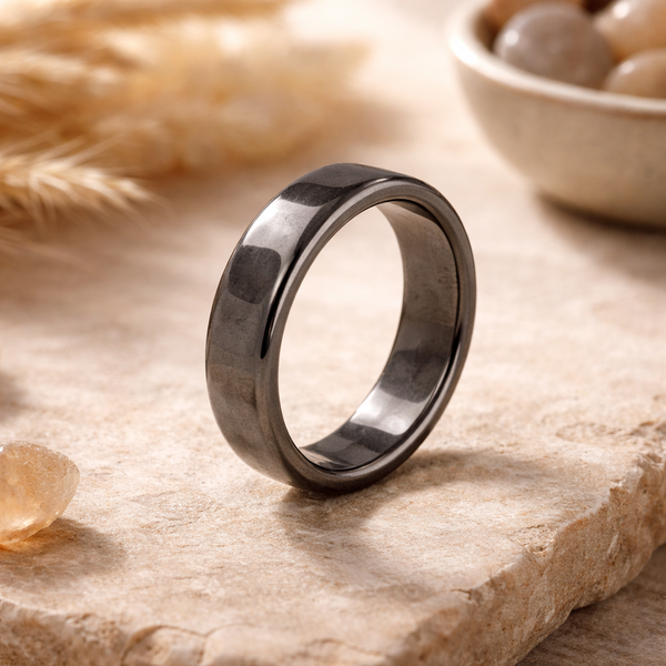 Edelsteen Ring Hematiet Plat - 5 mm / Maat 20