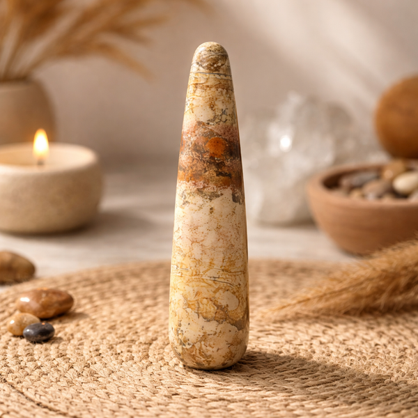 Massage Griffel Jaspis Landschap - 10 x 2 cm