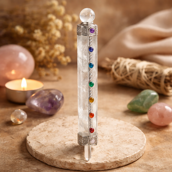 Chakra Healing Wand van Bergkristal