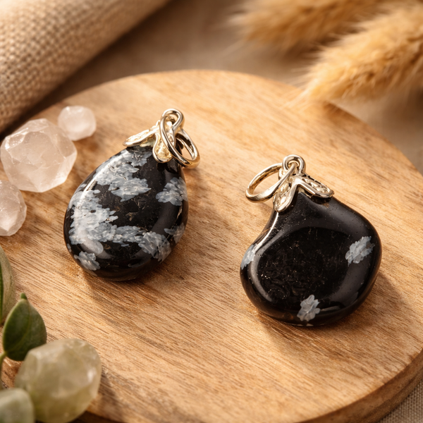 Edelsteen Hanger Obsidiaan Sneeuwvlok