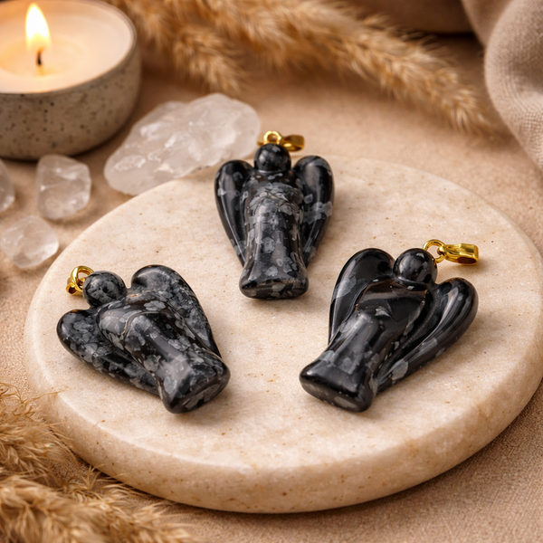 Engelen Hanger Obsidiaan Sneeuwvlok (20 mm)