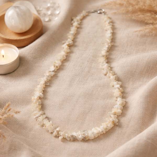 Splitketting Maansteen Wit