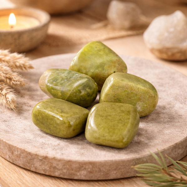 Jade Olijf Trommelstenen (100 gram)