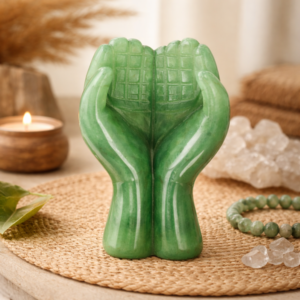Edelstenen Sculptuur Handen Aventurijn Groen