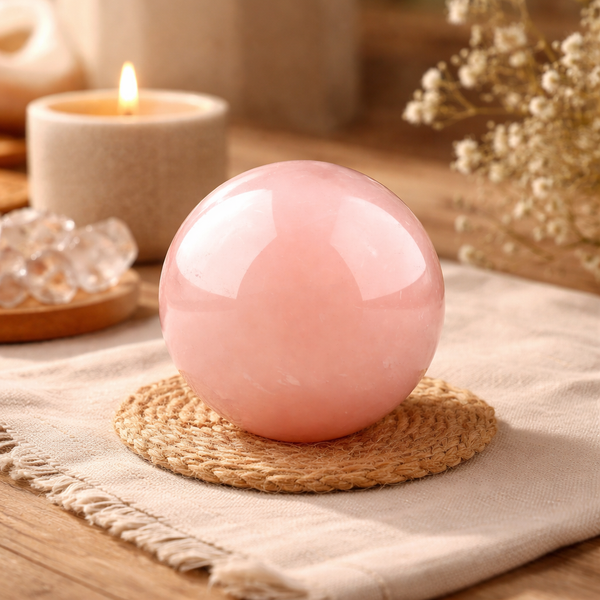 Edelsteen Roze Kwarts Bol (7 cm)
