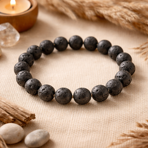 Edelsteen Armband Lavasteen Powerbead