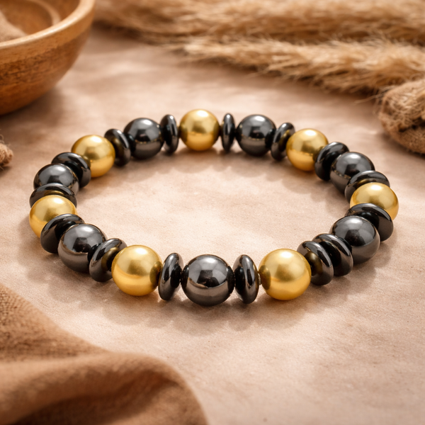 Edelsteen Armband Hematiet Geel Magnetisch (8 mm Kralen)
