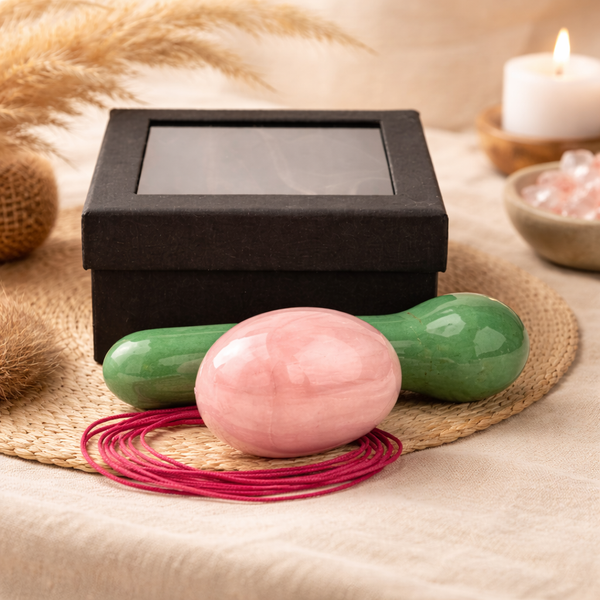 Yoni Massage Set Roze kwarts - Aventurijn Groen