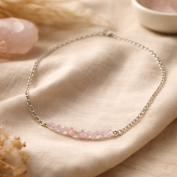Edelstenen Bar Ketting Roze Kwarts