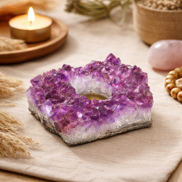 Waxinelichthouder Edelsteen Amethist Ruw (ca. 700 gram)