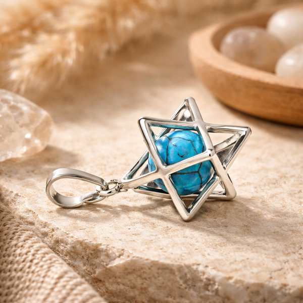 Edelstenen Hanger Howliet Merkabah (bijgekleurd)
