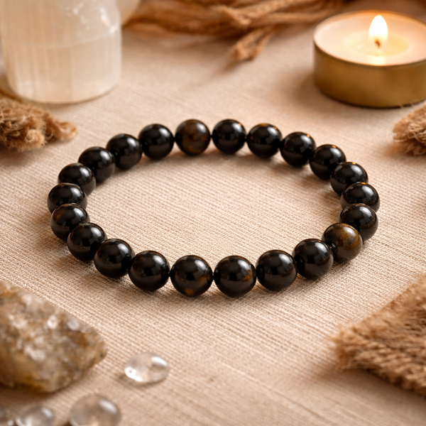 Edelsteen Armband Obsidiaan – Goud – 8 mm