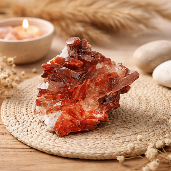 Ruwe Bergkristal Edelsteen Cluster Rood – 30-70 gram