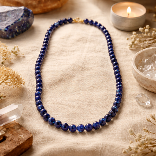 Lapis Lazuli Kralenketting 8mm 73cm met Slotje
