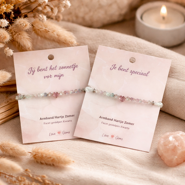 Edelsteen Armband Regenboog Fluoriet – Hartje Zomer – Love Gems