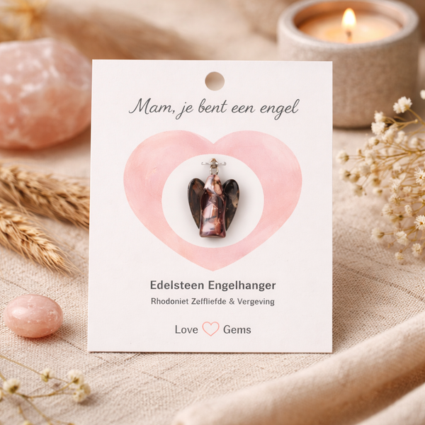 Engelen Hanger Rhodoniet - Love Gems