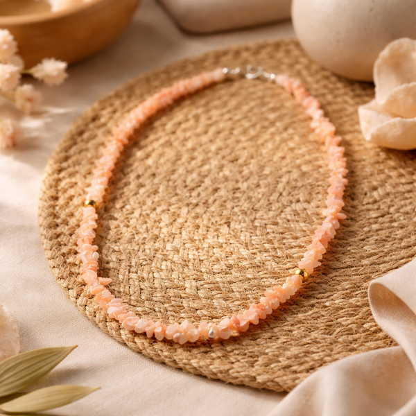 Zonnesteen Splitketting Smal met Zilverkleurige Sluiting