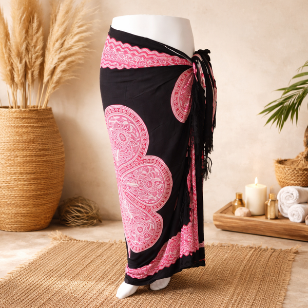 Om Namaste sarong bloem roze voor sauna of strand
